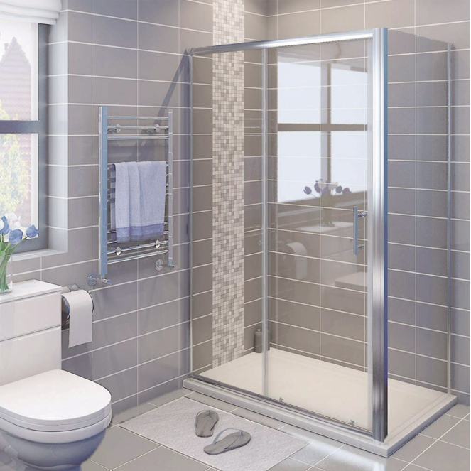 SALLY Shower Rectangular Enclosure with Double Sliding Door Width 1200-1500 mm - 6mm