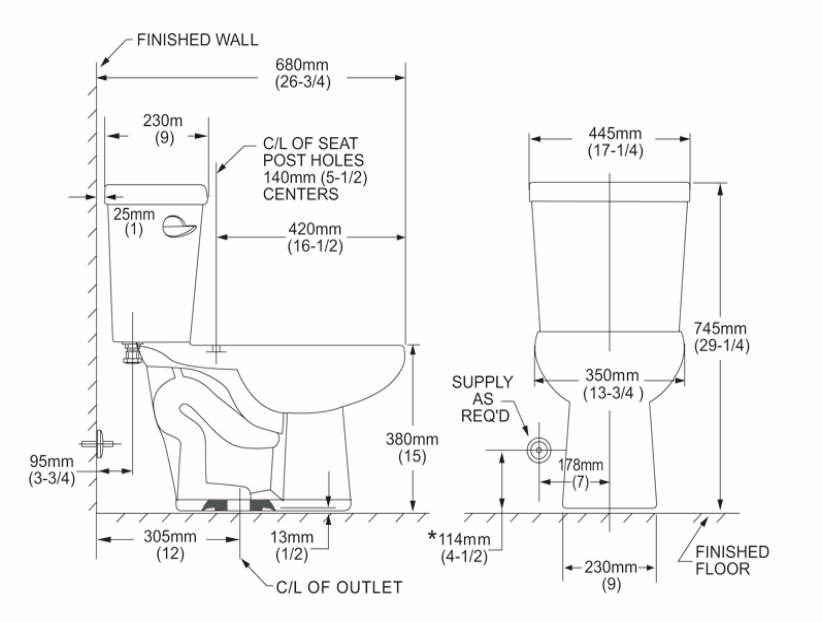 CUPC Elongated Two Piece Toilet