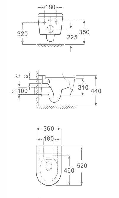 Rimless Collision Type Flushing Wall Hung Toilet