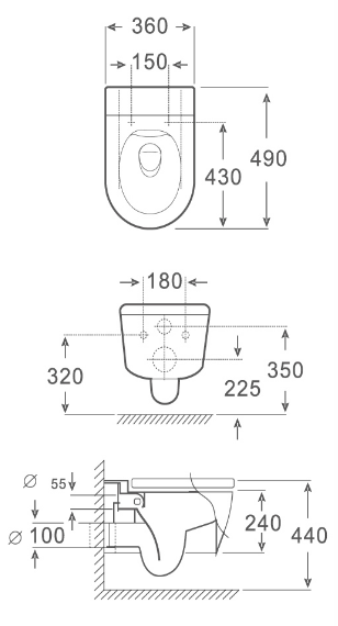 Collision Type Flushing Wall Hung Toilet