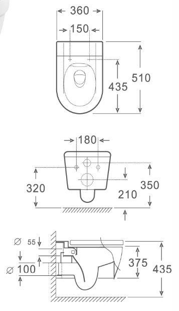 Washdown Wall Hung Toilet