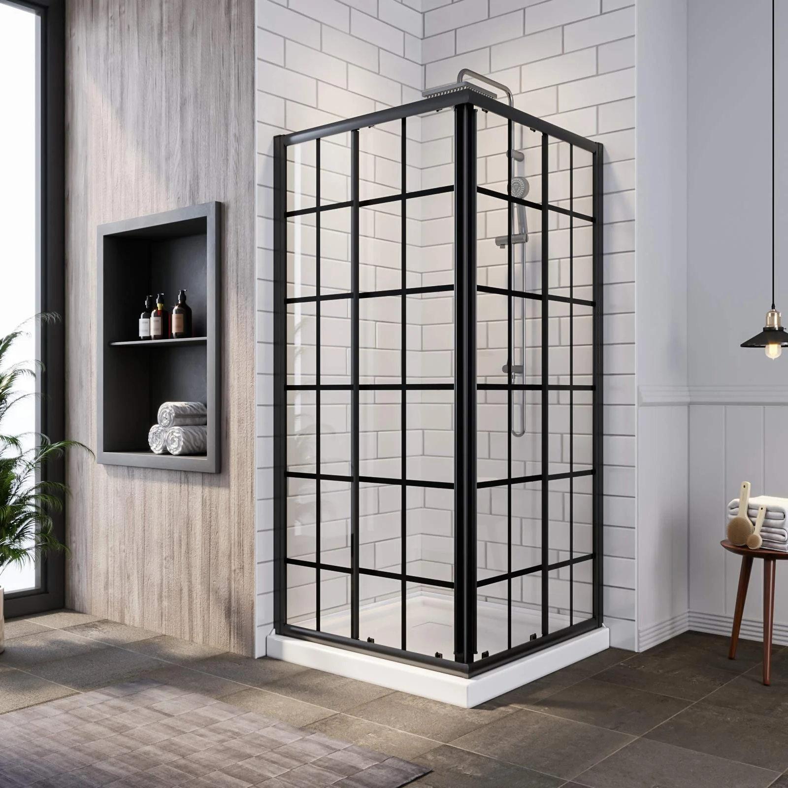 SALLY Square Enclosure with Sliding Shower Doors Width 800-1200mm - 6mm